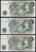Bank of England, John S. Fforde, £1 (6), 15 February 1967, prefixes B53Y, A89Z (with serial number 000003), E99Y...