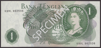 Bank of England, John S. Fforde, £1, 15 February 1967, serial number R99L 962536, uncirculated, a scarce last...