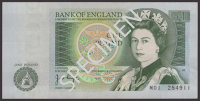 Bank of England, John B. Page, replacement £1, 9 February 1978, serial number M01 284911, handling, thus about...