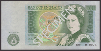 Bank of England, John B. Page, £1, 9 February 1978, serial number 80Y 910075, handling, particularly at right, thus...