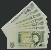 Bank of England, David H. F. Somerset, £1 (9), 20 March 1981, including prefixes AN01 (2) and DY21, as well as some...