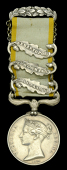 The Crimea medal awarded to Private John Warren, 2nd Dragoons (Royal Scots Greys), a probable Heavy Brigade charger...