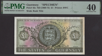 States of Guernsey, a fully-printed proof for £1, ND (1969), no serial number or signature, printer’s...