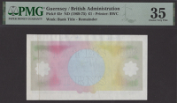 States of Guernsey, a partially-printed proof for a £1, ND (1969), no serial number or signature, obverse showing...