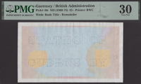 States of Guernsey, a partially-printed proof for a £5, ND (1969), no serial number or signature, obverse showing...
