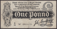 Treasury Series, John Bradbury, £1, 7 August 1914, serial number B/25 0018129, original paper, good fine, and a...