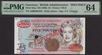 States of Guernsey, specimen £5, ND (1996), serial number A000000, specimen number 005, Trestain signature, red...