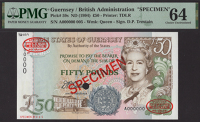 States of Guernsey, specimen £50, ND (1994), serial number A000000, specimen number 005, Trestain signature, red...
