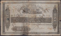 Ulster Banking Company, a forgery of a £1, 6 October 1846, serial number B9688, split and rejoined with tape,...