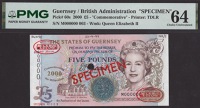 States of Guernsey, specimen £5, ND (2000), Millennium commemorative, serial number M000000, specimen number 003,...