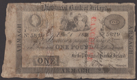 Provincial Bank of Ireland, £1, Armagh, 1 December 1838, serial number 5829, CANCELLED overprint, split and...