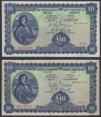 Currency Commission, £10, 8 November 1938, serial number 08V046772, and The Central Bank of Ireland, £10, 5 July...