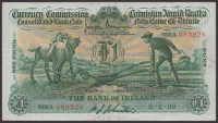 Currency Commission, Bank of Ireland, £1, 9 February 1939, serial number 98BA089928, Brennan and Johnston...