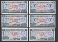 Ulster Bank Limited, £1 (10), 1 March 1976, serial numbers A4176431-40, Hamilton signature, handling, overall about...