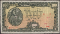 Central Bank of Ireland, £100, 3 February 1943, serial number 01Z 010493, Brennan and McElligott signatures, minor...