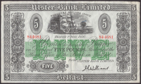 Ulster Bank Limited, £5, 1 May 1956, serial number 844681, printed Williams signature, minor graffiti, original...