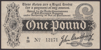 Treasury Series, John Bradbury, £1, 7 August 1914, serial number B/28 12171, one minor margin tear, original good...