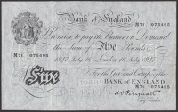 Bank of England, Kenneth O. Peppiatt, £5, 16 July 1947, serial number M71 075495, original extremely fine and last...