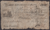 Beverley Old Bank, for Harland & Tuke, 5 Guineas, 28 November 1805, serial number A2172, Tuke signature, very good...