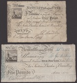 Newcastle Exchange Bank, for Surtees, Burdon, Surtees’s & Brandling, £1, 13 August 1800, serial number P4454,...