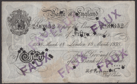 Bank of England, Kenneth O. Peppiatt, Operation Bernhard, £50, London, 18 March 1938, serial number 61/N 90832,...