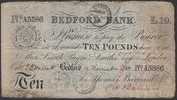 Bedford Bank, for Thomas Barnard & Co., £10, 12 November 1901, serial number A5586, pinholes, stamps and...