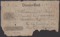 Dursley Bank, for Henry Vizard, George Adey, George Vizard & Stephen Adey, £1, 1 December 1806, serial number...