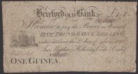 Hereford Old Bank, for Matthews, Holloway, Cooke & Carless, 1 Guinea, 21 January 1818, serial number B1836, very...
