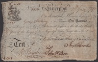 Corporation of Liverpool, £10, 27 July 1793, serial number 0689, original fine, rare and an attractive...