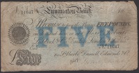 Lymington Bank, for St Barbe, Daniell, Edmonds & Co., £5, 1 August 1879, serial number 11647, Henry Daniel...