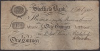 Sheffield Bank, for Parker, Shores & Blakelock, 1 Guinea, 1 February 1812, serial number 68428, original good fine,...