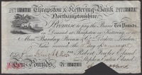 Thrapston & Kettering Bank, for Robert Fowler Eland and Stephen Eaton Eland, £10, 11 January 1887, serial number...