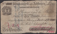 Wirksworth and Ashbourne Derbyshire Bank, for Richd. Arkwright & Compy, £10, 20 March 1843, serial number 3315,...