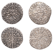 Edward IV (First reign, 1461-1470), Light coinage, Groats (2), both London, class VI, mm. sun, quatrefoils by neck,...