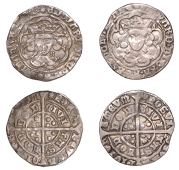 Edward IV (First reign, 1461-1470), Light coinage, Groats (2), both London, class VI, mm. sun, quatrefoils by neck,...