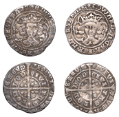 Edward IV (First reign, 1461-1470), Light coinage, Groats (2), both London, class VI, mm. sun, quatrefoils by neck,...