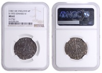 Edward IV (First reign, 1461-1470), Heavy coinage, Groat, London, class II, mm. rose, quatrefoils by neck, fleurs on...