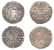 Edward IV (First reign, 1461-1470), Light coinage, Groats (2), both London, class VII, mm. crown, quatrefoils by...