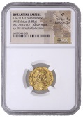 Leo III and Constantine V (720-741), Solidus, Naples (or other uncertain Italian mint), crowned and draped bust of...