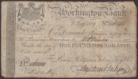 Workington Bank, for Bowes, Hodgsons, Falcon, Key & Co, 1 Guinea, 2 January 1809, serial number A144, Falcon...