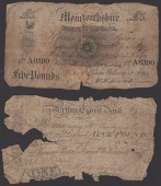 Provincial Banknotes, three Welsh notes comprising Newport Old Bank, £5, 1845, Merthyr Tydfil Bank, £1, 18- (date...