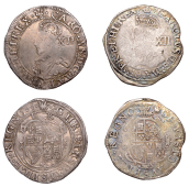 Charles I (1625-1649), Tower mint, Shillings (2), Gp C [type 2a], mm. feathers, bust 2, plain armour, reads ma br fr...