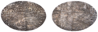 Miscellaneous, A hammered silver coin of Halfgroat weight, fashioned into an oval shape, one side engraved with a...