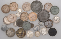 William III, Shilling, 1696, first bust (ESC 1104; S 3497); George III, Twopence, 1797 (BMC 1077; S 3776); Victoria,...