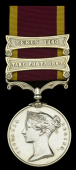 China 1857-60, 2 clasps, Taku Forts 1860, Pekin 1860 (Sapper Thos. Vallett. 10th. C. Royal Engrs.) light contact...