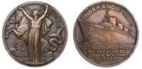 France, Compagnie Générale Transatlantique, Lancement de SS Normandie, 1935, an Art Déco bronze medal by...