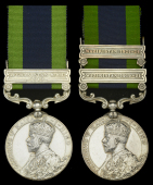 India General Service 1908-35 (2), 1 clasp, Afghanistan N.W.F. 1919 (Copt. [sic] R. Petterson, 3 S. & M.); 2 clasps,...