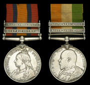 Pair: Gunner G. Tizard, 68th Battery, Royal Field Artillery 

Queen’s South Africa 1899-1902, 2 clasps, Cape...