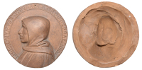 Italy, Girolamo Savonarola, undated, a uniface clay medal after Niccolo Fiorentino, hooded bust left, f hironymus...