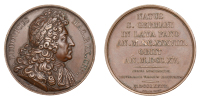France, Louis XIV, 1823, a bronze medal by Durand, draped bust right, rev. inscription across nine lines, 40mm,...